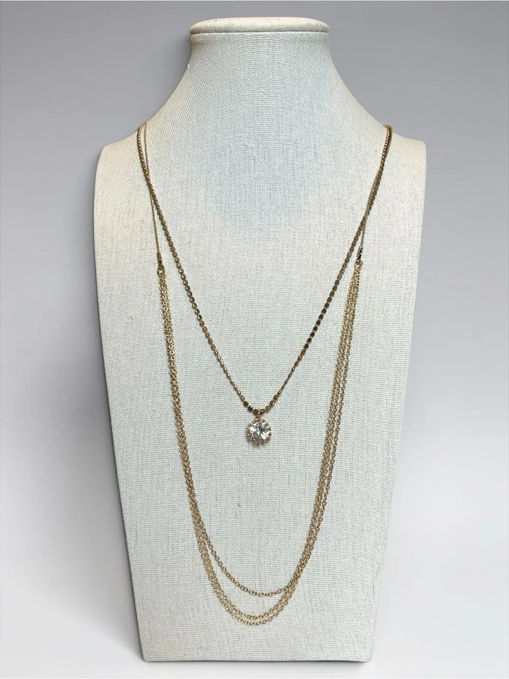 🍭5 for $20🍭 Charming Charlie Gold Tone Crystal Multi Layer Necklace CC X